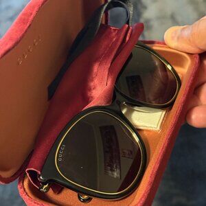 Gucci Round-Frame Acetate Sunglasses Black Black Brown (GG1076S-30012794-002)
